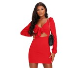 I Saw it First - Ladies Red High Neck Batwing Mini Dress