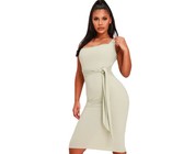 I Saw it First - Ladies White Satin Ruched Side Tie Strap Bodycon Dress