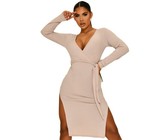 I Saw it First - Ladies White Satin Ruched Side Tie Strap Bodycon Dress