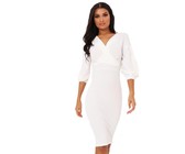 I Saw it First - Ladies White Satin Ruched Side Tie Strap Bodycon Dress