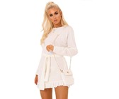 I Saw it First - Ladies White Satin Ruched Side Tie Strap Bodycon Dress