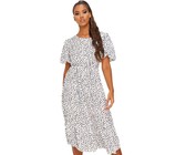 I Saw it First - Ladies Leopard Leopard Print Mesh Bardot Ruched Midi