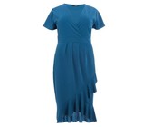 I Saw it First - Ladies Blue Double Layer Slinky Bardot Ruched Cut Dress