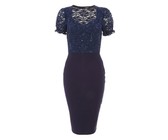 I Saw it First - Ladies Blue Double Layer Slinky Bardot Ruched Cut Dress