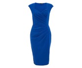 I Saw it First - Ladies Blue Double Layer Slinky Bardot Ruched Cut Dress