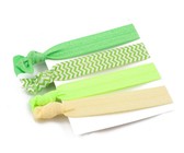 Set of Four Elastic Hair Ties - Greens (Size: 3 Months - 7 Years)