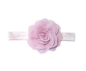 Layered Satin Flower with Pearl Centre on Lace Headband - White