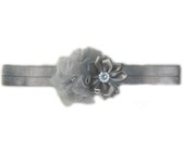 Layered Satin Flower with Pearl Centre on Lace Headband - White