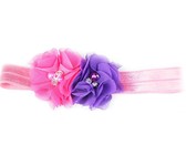 Layered Satin Flower with Pearl Centre on Lace Headband - White