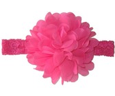 Layered Satin Flower with Pearl Centre on Lace Headband - White