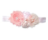 Satin & Tulle Layered Flower Headband in Coral Color