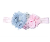 Satin & Tulle Layered Flower Headband in Coral Color