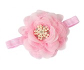 Satin & Tulle Layered Flower Headband in Coral Color