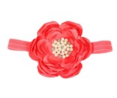 Satin & Tulle Layered Flower Headband in Coral Color