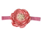 Satin & Tulle Layered Flower Headband in Coral Color