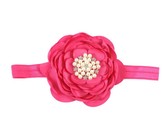 Satin & Tulle Layered Flower Headband in Coral Color