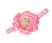 Satin & Tulle Layered Flower Headband in Coral Color