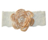 Satin & Tulle Layered Flower Headband in Coral Color