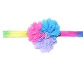 Satin & Tulle Layered Flower Headband in Coral Color