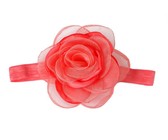 Satin & Tulle Layered Flower Headband in Coral Color