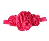 Three Satin Flower Headband in Hot Pink