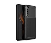 Carbon Fibre Silicone Gel Case Cover For LG K40 Navy