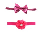 Croshka Designs Set of Two Flower & Bow Headbands in White Colour