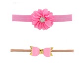 Croshka Designs Set of Two Flower & Bow Headbands in White Colour