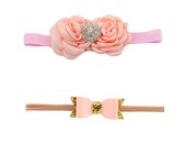 Croshka Designs Set of Two Flower & Bow Headbands in White Colour