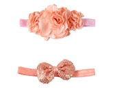 Croshka Designs Set of Two Flower & Bow Headbands in White Colour