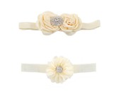 Croshka Designs Set of Two Flower & Bow Headbands in White Colour