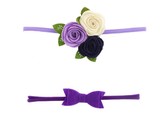 Croshka Designs Set of Two Flower & Bow Headbands in White Colour