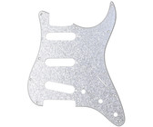 Allparts Electric Guitar 3-Ply Outline and No-Holes Pickgaurd for Fender Stratocaster Style Guitars (White Pearloid)