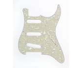 Allparts Electric Guitar 3-Ply Outline and No-Holes Pickgaurd for Fender Stratocaster Style Guitars (White Pearloid)