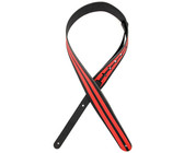 Planet Waves L25W1400 Deluxe Series 2.5 Inch Racing Stripes Leather Instrument Strap (Black and Red)