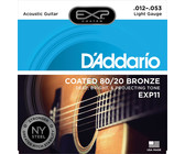 D'Addario EXP11-B25 12-53 EXP Coated 80/20 Bronze Light Acoustic Guitar Strings (25 Sets)