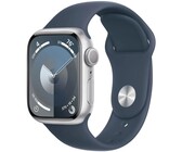 Apple Watch Series 9 (GPS 45mm) Silver Aluminium Case with Storm Blue Sport Band - S/M (MR9D3QR/A)